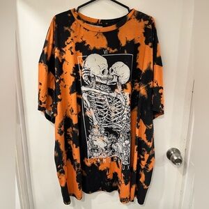 Black and Orange Tie Dye T Shirt